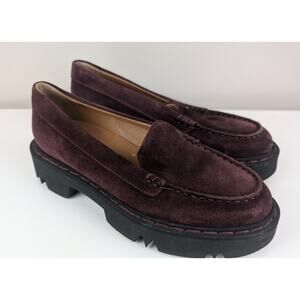 Aquatalia Hayley Water Resistant Platform Loafers Burgundy 7